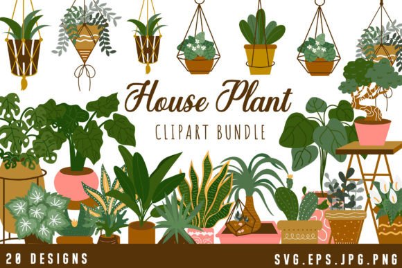 Download Potted House Plant Clipart SVG Bundle - House plant Collection