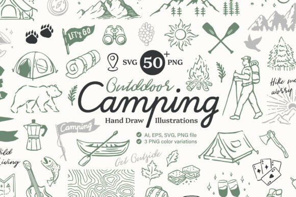 Download Outdoor Camping Hand Drawn Illustrations - Illustration Collection